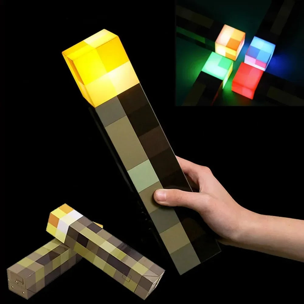 Minecraft Brownstone Torch Lamp Figure 4 Colors Bedroom Decorative Light LED Night Light USB Charging with Buckle Kids Toy Gift Minecraft Brownstone Torch Lamp Figure 4 Colors Bedroom Decorative Light LED Night Light USB Charging with Buckle Kids Toy Gift